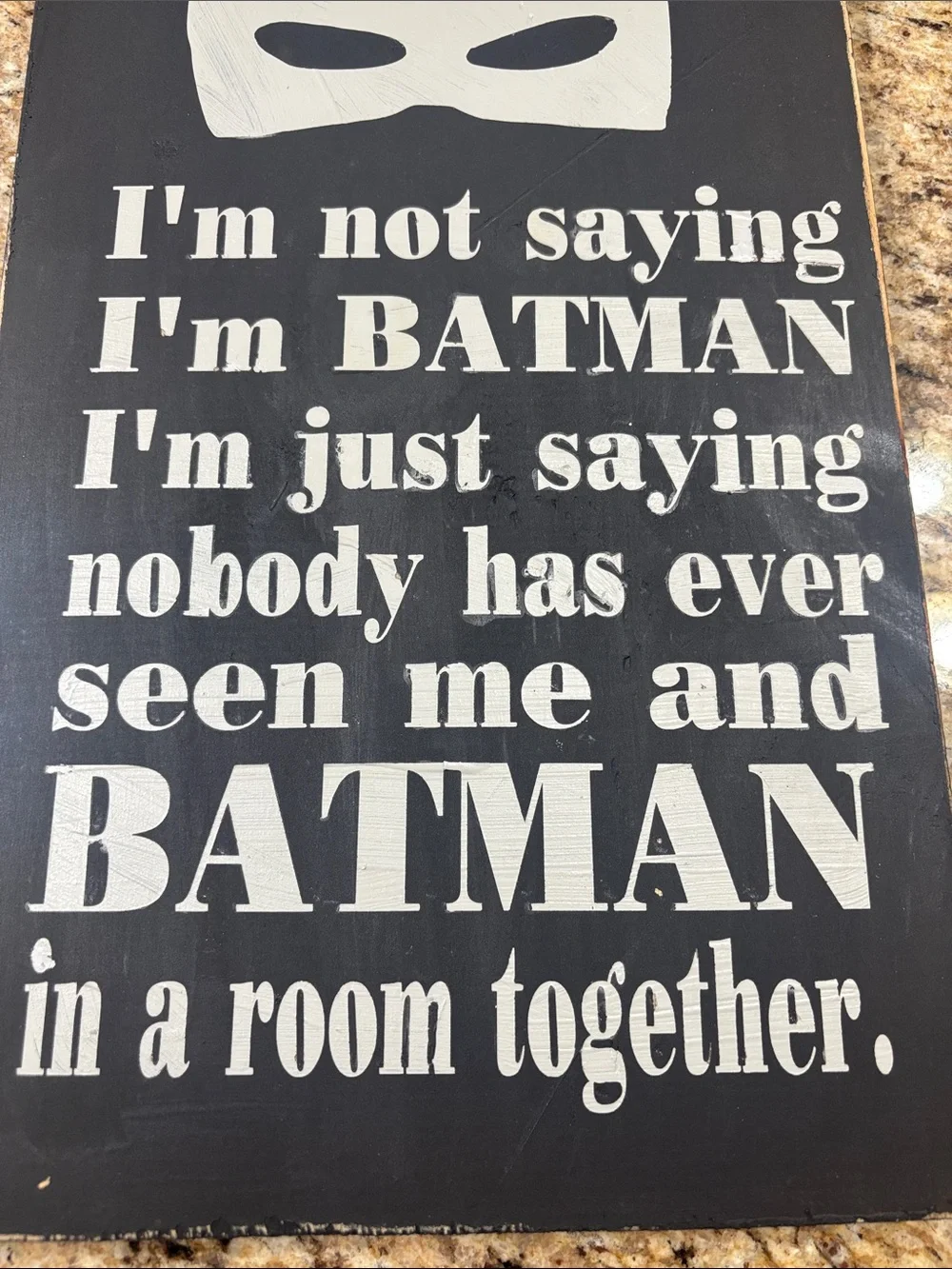 Black & silver Batman Quote Wall Sign handcrafted 16x9.5 inches superhero room
